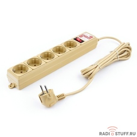 PowerCube Фильтр-удлинитель (SPG-MXTR-12) 3м, 5 розеток, 10А/2,2кВт, бежевый